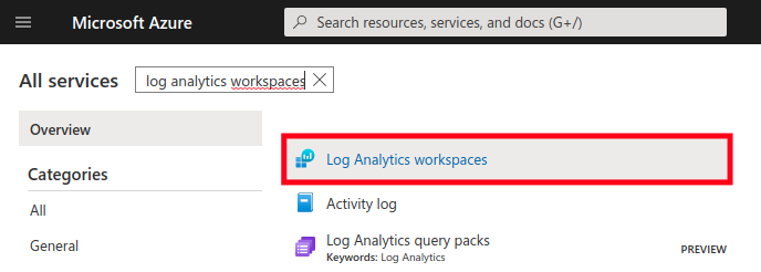 Select Log Analytics workspaces