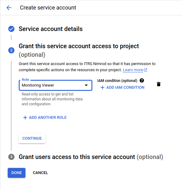 Create service account step 2