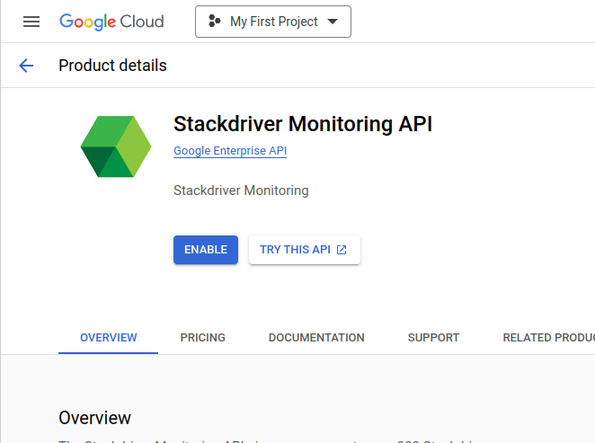 GCP Stackdriver API button