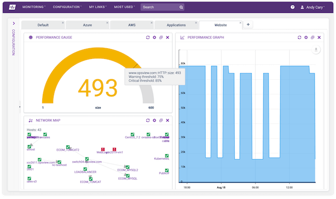Opsview Website Monitoring Dashboard